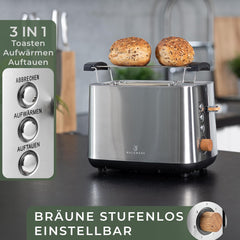 Broodrooster - Toaster - 2 sleuven - 925W - RVS - WALDWERK •