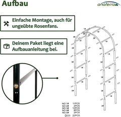 anaterra® Rozenboogset, 2 stuks, vrijstaand, stabiel, metaal, groen - klimhulp, tuinboog, klimboog, rozenboog, rozenpoortboog, rankrooster voor bruiloft, tuin, balkon (rozenboog, 18 mm)