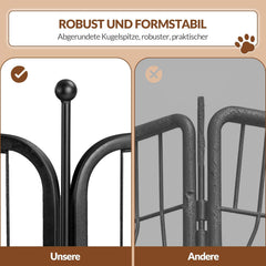 FOBYFURNY Puppinguitloop, metalen puppybox, 60 cm hoog, opvouwbare buitenren met deur, voor binnen en buiten, dierenbox, doe-het-zelf, 8 draadpanelen, puppyrooster, zwart