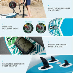 FunWater Ocean Elite Stand Up Paddleboard, 320 cm en 350 cm, met volledig accessoires, paddleboard, SUP-board met verstelbare peddel, pomp, reisrugzak, linnen, waterdichte tas