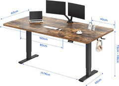 Zit sta bureau - Elektrisch - Verstelbaar - 160x60 cm - Bruin - FQ1D - FLEXISPOT