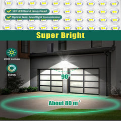 Aigostar - Ledspot op zonne-energie voor buiten met afstandsbediening, 200 W, 15000 mAh, grote capaciteit batterij en groot zonnepaneel. Led-zonnestraler, 2 m kabel, 6500 K, zonnelampen voor buiten, •