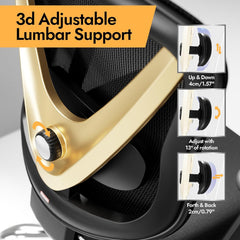 Ergonomische Bureaustoel -  Office Chair - Gamestoel - Volwassenen - Zwart/Goud - HOLLUDLE