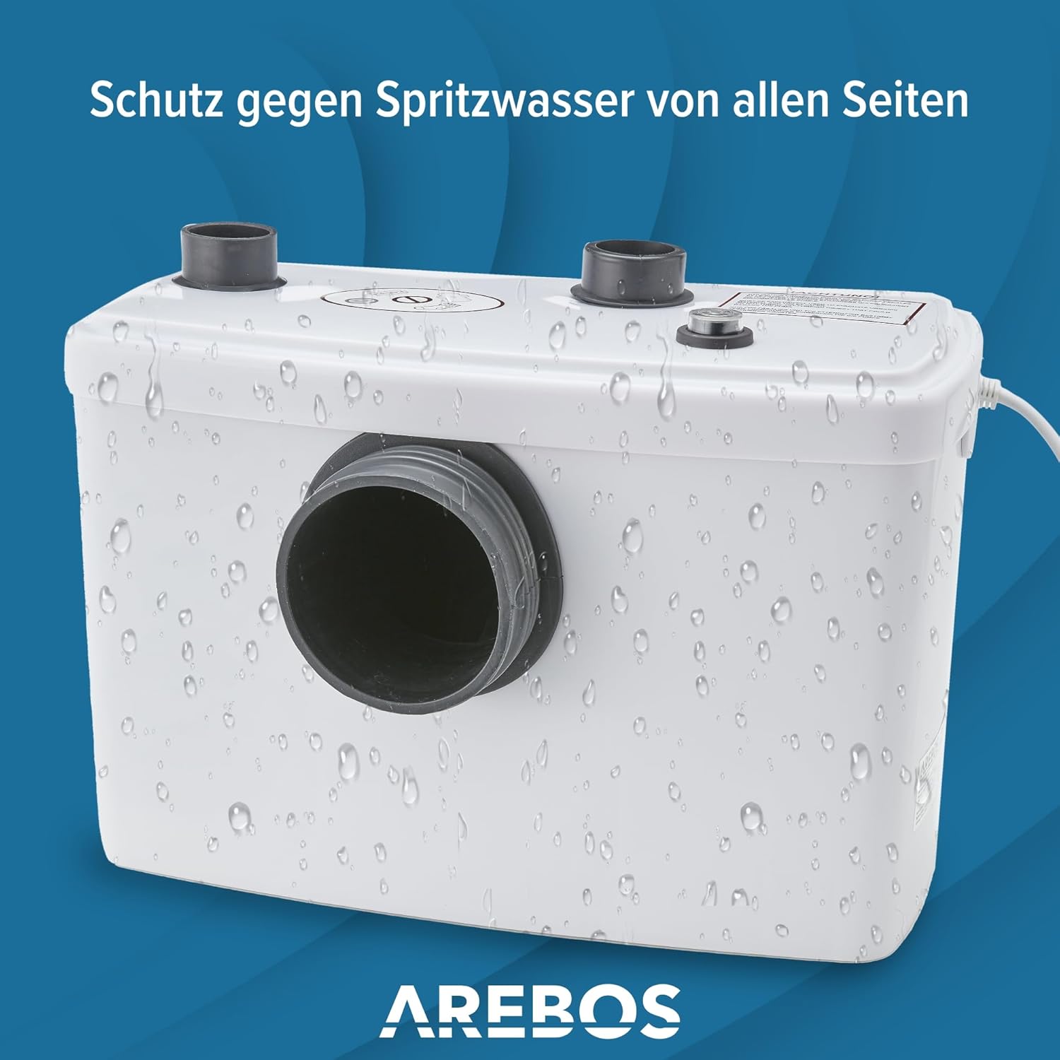 AREBOS Klein pompsysteem, fecaliënpomp, huishoudpomp, 600 W, 3 toevoeren voor toilet, douche en wastafel, GS-getest.