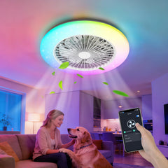 Aigostar Plafondventilator met verlichting, wifi, app-bediening, muzieksynchronisatie, led 46W, 4800LM, 2700K-6500K y RGB instelbaar, plafondlamp met ventilator, smart met afstandsbediening