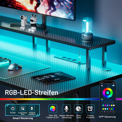 Gaming bureau - Gaming desk - Gaming tafel - 160x60 cm - Zwart - HLONONE