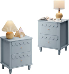 Nachtkastje set van 2 - Bijzettafel - Opbergkastje - 50x40x60 cm - Blauw - GOOBUY
