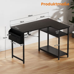 Bureau - Computertafel - Computerbureau - 110x80 cm - Zwart - HLONONE