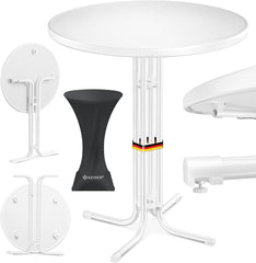 KESSER® Gastro statafel, inklapbaar, bistrotafel, gepoedercoate roestvrijstalen plaat, in hoogte verstelbare poten, feesttafel, diameter 70 cm, binnen en buiten, ontvangsttafel inclusief hoes,