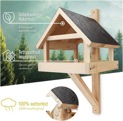 wildtier herz I XL Vogelhuis voor aan de muur, weerbestendig, van massief hout, wandvogelvoederhuis voor vogels, om op te hangen