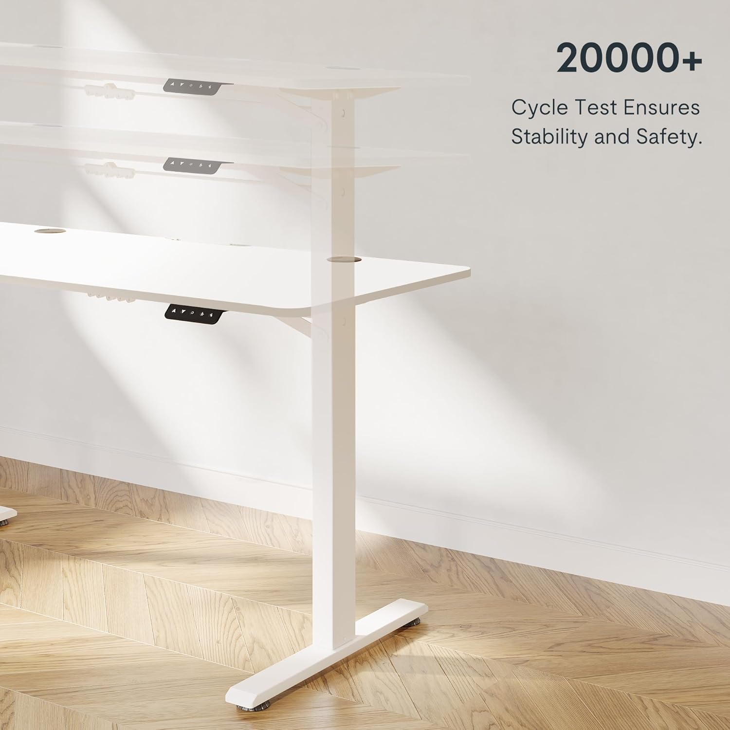 FLEXISPOT FQ Pro Elektrisch Hefbaar Bureau 120x60cm, Hefbaar Bureau met Volledig Tafelblad, Obstakel Retractie, 4 Geheugenfuncties, Staand Bureau voor Kantoor & Thuis & Telewerken, Wit