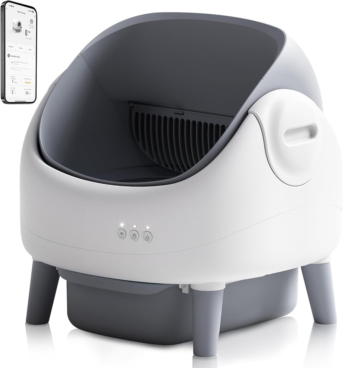 Automatische Kattenbak - Zelfreinigende Kattenbak - Grijs/Wit