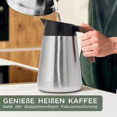 WALDWERK Thermoskan (1,5 L) - koffiepot van dubbelwandig 304 roestvrij staal - isoleerkan met druppelvrije schenktuit - koffiepot Thermo