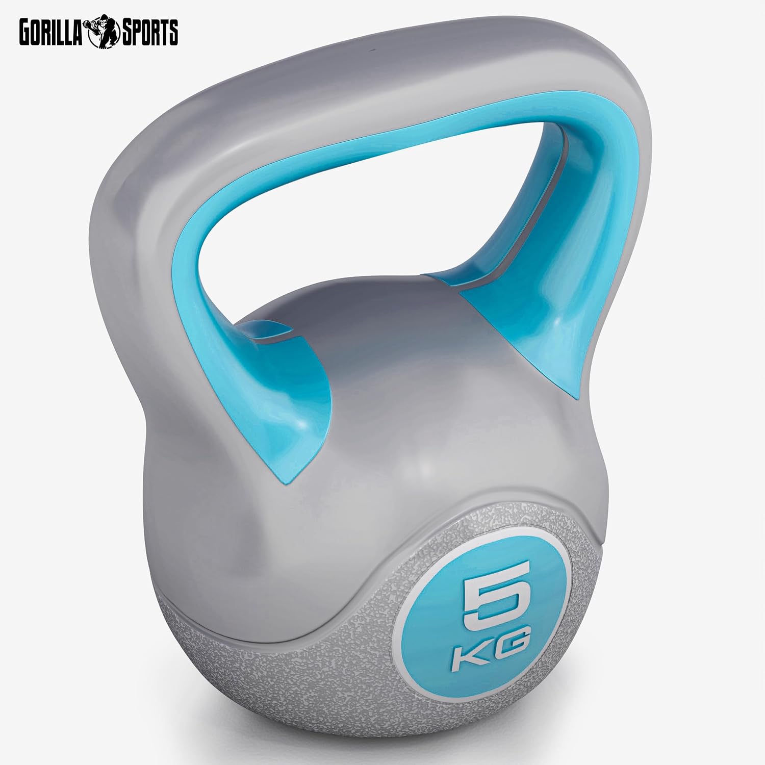 Gorilla Sports Kettlebell Trendy - Kunststof - 5 kg - Grijs - Blauw