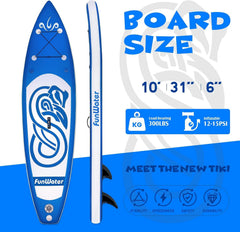 FunWater Opblaasbaar Stand Up Paddle Board met Seat Paddle Boards voor Volwassenen Ultralicht, Adj Paddle, Kajakstoel, Pomp, SUP-rugzak, leiband, waterdichte tas (TXH-BLAUW)