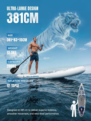 Sup Board - Opblaasbaar Paddle Board - 200 kg - Grijs/Blauw - SOLAVERO •