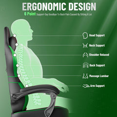 Ergonomische Bureaustoel - Office Chair - Gamestoel - Volwassenen - Zwart/Groen - Ferghana