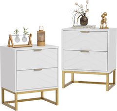 Nachtkastje set van 2 - Bijzettafel - Opbergkastje - 56,5x56x33x5 cm - Wit- UEV