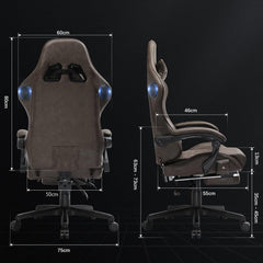GTPLAYER Gamingstoel, ergonomische gamingstoel, bureaustoel, racestoel met voetensteun, luidspreker, muziek, bureaustoel, belastbaar tot 150 kg, lichtbruin