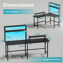 Gaming bureau - Gaming desk - Hoekbureau - 150x50 cm - Zwart - HLDIRECT