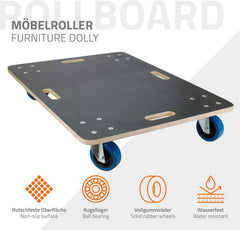 Meubelroller - Transportroller - 60x80 cm - tot 800 kg - ECD Germany •