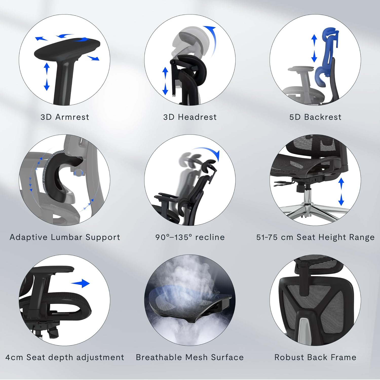 Ergonomische Bureaustoel -  Office Chair - Gamestoel - Volwassenen - Zwart - FLEXISPOT