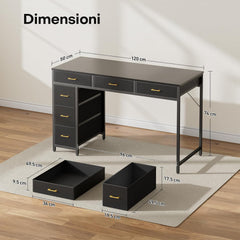 Bureau - Computertafel - Computerbureau - 120x50 cm - Zwart - HLDIRECT - 120650BK