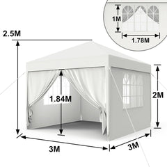 Partytent - 3x3m - Paviljoen - Waterdicht - Wit - Froadp