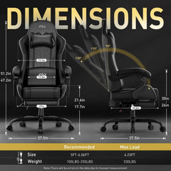 Ergonomische Bureaustoel -  Office Chair - Gamestoel - Volwassenen - Zwart - HLDIRECT