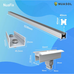 NuaSol Fotovoltaïsche montageset voor baksteendak, bevestiging zonnepaneelhouder met dakhaak, zonnepaneelhouder met eindklem en middenklem, 35 mm