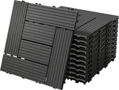 Terrastegels - Vlondertegels - Kunststof - 30x30 cm - 11 stuks - Antraciet - ECD Germany •