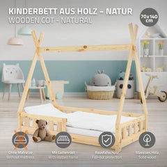 Kinderbed - Peuterbed - Tipi bed - 70x140 cm - Bruin - ML-Design