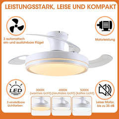Plafondventilator met verlichting - Plafondlamp met ventilator -  Dimbaar - 91 cm - Wit - Parrot Uncle