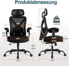 Ergonomische Bureaustoel -  Office Chair - Gamestoel - Volwassenen - Zwart - UEV