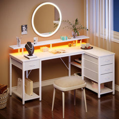 Bureau - Computertafel - Hoekbureau - 140x80 cm - Wit - Seventable
