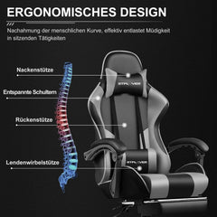Ergonomische Bureaustoel -  Office Chair - Gamestoel - Volwassenen - Grijs - GTPLAYER