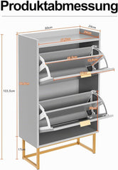 UEV Schoenenkast met 2 kleppen, smal, schoenenkast voor hal en woonkamer, schoencommode met kantelbeveiliging, schoenopslag, verstelbare scheidingswanden voor verschillende soorten schoenen, grijs