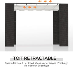 Pergola intrekbaar - Paviljoen - 3x3 m - Zwart/Crème - Outsunny