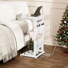 Laptoptafel - Bijzettafel - Verstelbaar - 70x40x30 - Wit - HLDIRECT