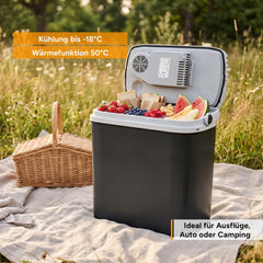 TZS First Austria - Thermoelektrische koelbox 24L - 3-voudige voeding incl. USB-C PD 3.0-52W koelen & verwarmen - auto & camping - zwart/grijs