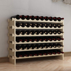 sogesfurniture Wijnrek flessenrek met 6 niveaus voor 60 flessen wijn houten rek wijnhouder wijnstandaard flessenstandaard voor keuken, eetkamer, bar, 110x30x80,5 cm, BHEU-BY-WS002