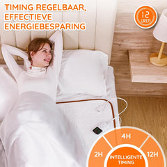 Mia&Coco Elektrische deken met automatische uitschakeling, 150 x 80 cm, warmtedeken met 12-uurs timer en 3 warmtestanden, led-display, oververhittingsbeveiliging, warmtedeken voor gangbare matrassen
