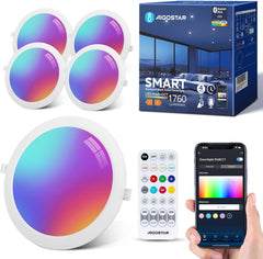 Aigostar Inbouwlamp, intelligente 18 W led-downlight bluethooth mesh, dimbare plafondverlichting, spot met afstandsbediening, compatibel met Alexa, 1760LM RGB, wit licht 2700K-6500K, diameter 200-220
