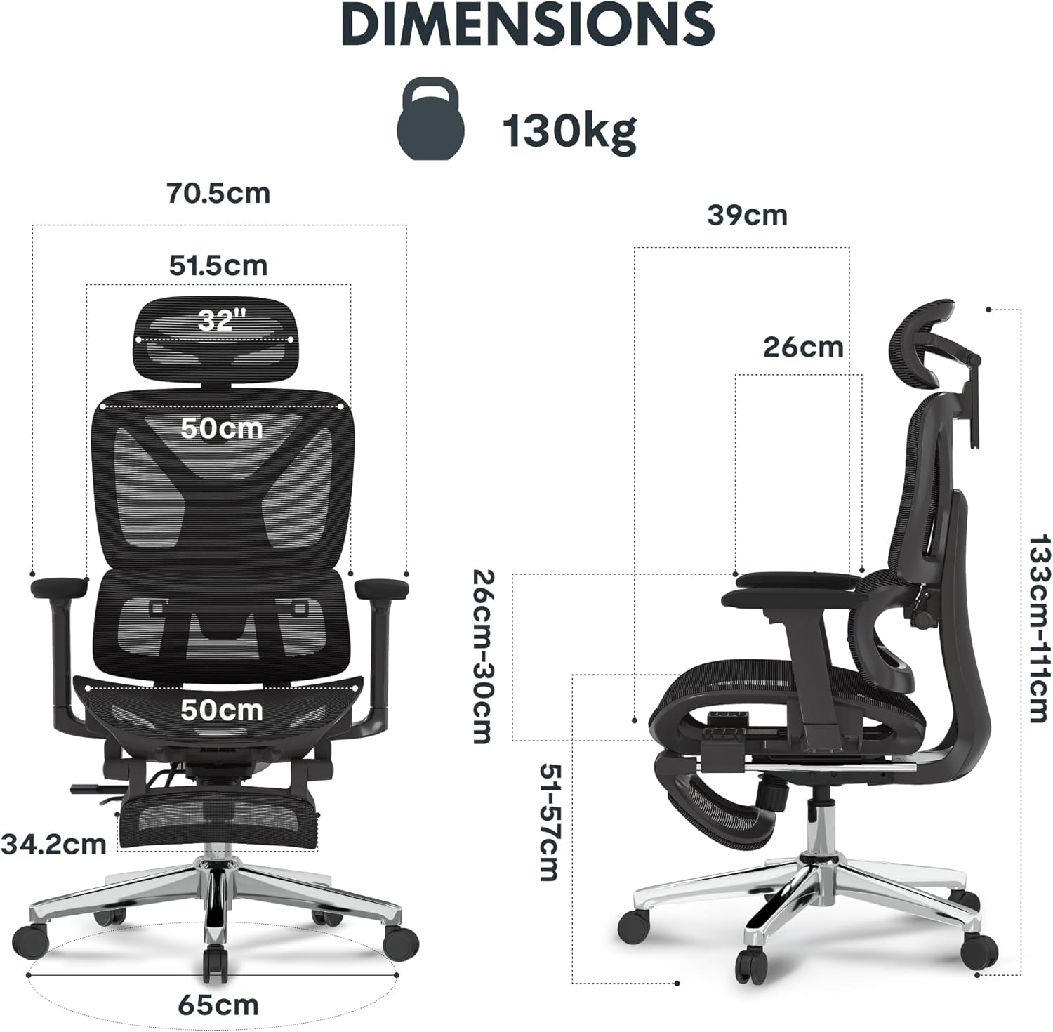 Ergonomische Bureaustoel -  Office Chair - Gamestoel - Volwassenen - Zwart - FLEXISPOT