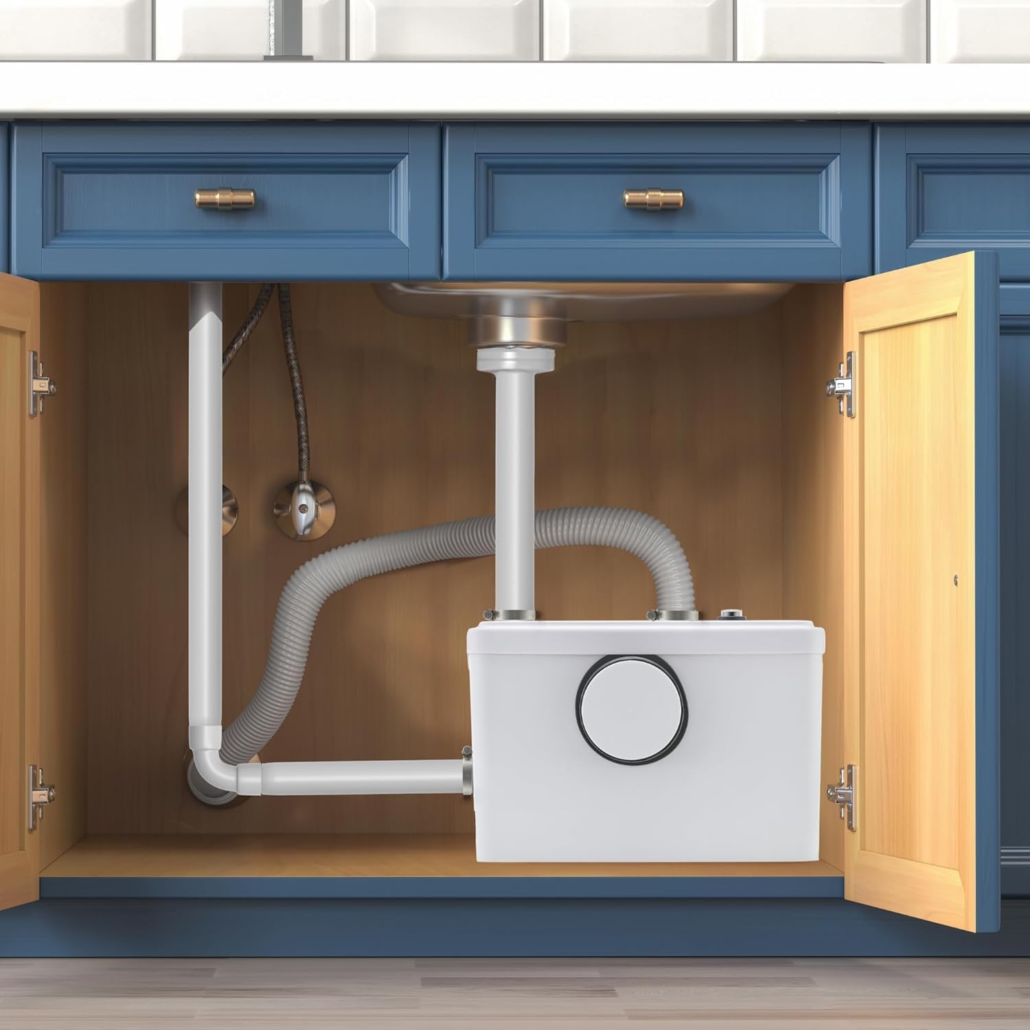 AREBOS Klein pompsysteem, fecaliënpomp, huishoudpomp, 600 W, 3 toevoeren voor toilet, douche en wastafel, GS-getest.