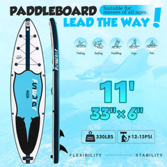 FunWater Stand Up Paddle Board Opblaasbaar Surfboard SUP Complete Paddleboard Accessoires Verstelbaar Paddleboard, Pomp, Reisrugzak, Draagriem, Waterdichte Tas, Paddleboard voor Volwassenen