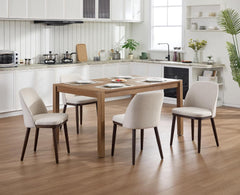 Ya-Home Set van 4 eetkamerstoelen van hout, keukenstoel van linnen, beige