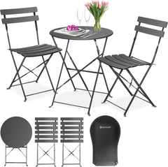 KESSER® Bistroset 2 Persoons - Tuinstoelen - Tuinset - Antraciet