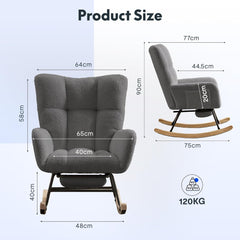 Schommelstoel - Fauteuil met armleuning - Relaxfauteuil - Relaxstoel - Grijs - FLEXISPOT