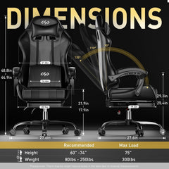 Ergonomische Bureaustoel -  Office Chair - Gamestoel - Volwassenen - Zwart - HLFURNIEU